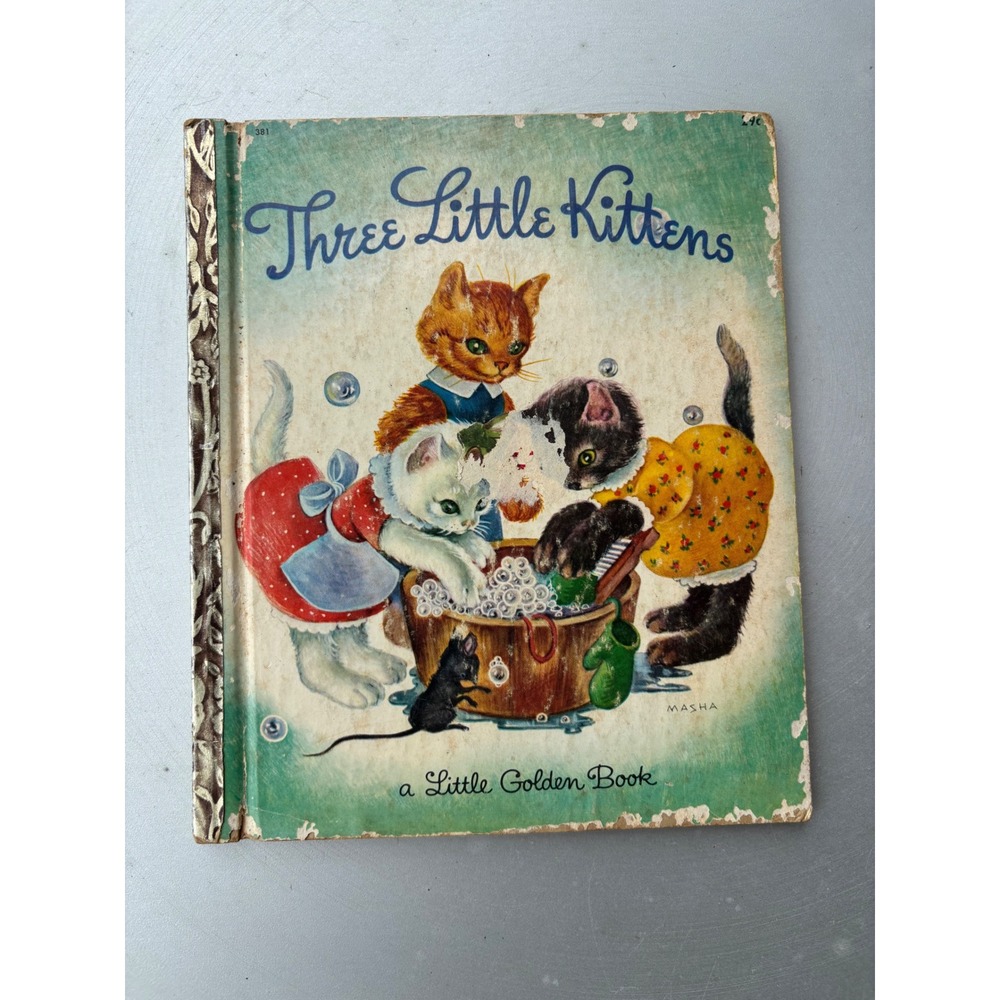 Vintage Three Little Kittens Little Golden Book 1942 Masha Illustrator Retro 381